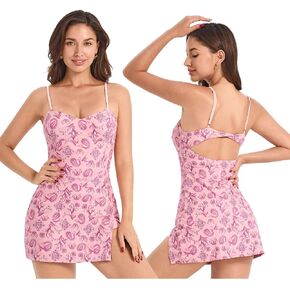 OMEWEE Tennis Dresses for Women Paisley A-line Dress with Shorts Golf Active Dress in Saudi Arabia