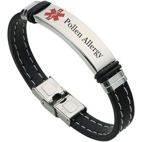 Personalized Allergy Awareness Medical Alert ID Silicone Bracelet Bangle for Women Men, Customized Food Drugs Allergic Alarm Wristband, Health Conditions Identification Jewelry,8.26'' in Saudi Arabia
