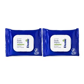 Dame Aloe Body Wipes for Women, pH Balanced Feminine Wipes with Cucumber, Gentle Cleansing for Sensitive Skin, Post Workout, Sweat & Travel, Biodegradable, Vegan & Cruelty Free, 12 Count (2 Pack) in Saudi Arabia