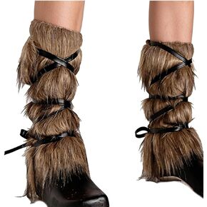 Viking Costume for Adults Furry Leg Warmers Wrap Faux Fur Medieval Fuzzy Leg Gaiters Boot Covers Warrior Shin Guards Cosplay Accessory in Saudi Arabia