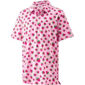 Youth Golf Shirts for Boys Performance Short Sleeve Polo Quick Dry Collared Printed Kids Polo Shirts for Boy in Saudi Arabia