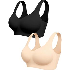 Women's Seamless Wireless Bra No Underwire Pullover Full Coverage T-Shirt Bralette Wide Straps Comfy Sleep Bra in Saudi Arabia