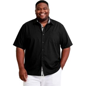 Big and Tall Dress Shirts for Men Short Sleeve Button Down Shirt with Contrast Plaid Office & Wedding Shirt in Saudi Arabia