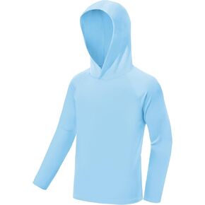 Boys Hooded Long Sleeve Rash Guard Swim Shirt, Youth Kids Girls Toddler UPF 50+ Fishing Shirt, UV Sun Protection Quick Dry Fishing Hiking Water Beach Hoodies in Kuwait