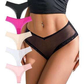 Lace Underwear for Women Sexy Bikini Panties No show V Cut Underwear See-Through Mesh Panties for Women Pack in Saudi Arabia
