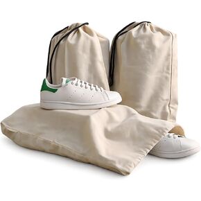 3 Pack Shoe Bags for Travel, Drawstring Portable Shoe Bags for Storage, Travel Essential Cotton Footwear Laundry Bag For Men & Women, Dustproof Reusable Organizer Bags for Sneakers: 19"x15" in Saudi Arabia