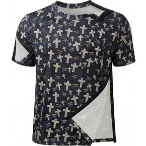 Men's Post Shoulder Surgery Printed Shirts Tear Away Snap Rotator Cuff & Chemo Port Milk Silk Recovery Top Short Sleeve in Saudi Arabia