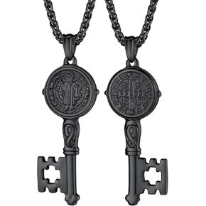 U7 Saint Michael Necklace for Men,Stainless Steel/18K Gold Plated St Michael Archangel/Saint Benedict/Saint Christopher Pendant Amulet Necklace for Men Women in Saudi Arabia