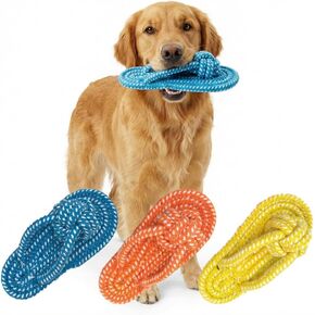 Durable Woven Flip-Flop Dog Chew Toys – 3-Pack Interactive Rope Toys for Small, Medium, and Large Dogs – Teeth Cleaning & Teething Relief, Indoor & Outdoor Play in Saudi Arabia