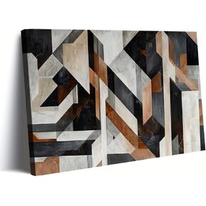 Geometric Thick Texture Abstract Canvas Print Wall Art Poster for Living Room Bedroom Office Home Decor (Framed,24" L x 36" W) in Saudi Arabia