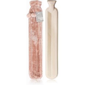 Revitale Extra Long Hot Water Bottle Pom Pom Soft Fur Cover - 72cm / 2L (Rose Pink) in Saudi Arabia