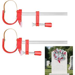 Headstone Wreath Hanger, 2-Pack Adjustable Cemetery Wreath Holder for 3'' to 8'' Tombstones & Grave Markers,Black,Gravestone Decoration for Christmas, Memorial Day, Never Blown Away! in Saudi Arabia