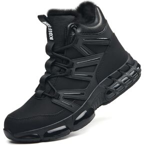 KOIFISH Winter Steel Toe Work Boots for Men Women, Waterproof Warm Fur Lined Safety Boots, Steel Toe Shoes with Air Cushion, Comfortable for Industrial Construction Warehouse Factory Logistics in Saudi Arabia