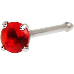 316L Surgical Steel 18 Gauge (1mm) Stud Nose Ring with 3mm Prong Set Round Gem **Choose Color** in Kuwait