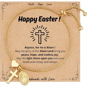Catholic Baptism Cross Bracelet Gift for Girls, Catholic Virgin Mary Cross Heart Bracelet Confirmation First Communion Religious Christian Faith Jewelry Gift for Girls Women in Saudi Arabia