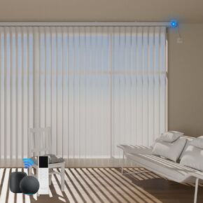 Motorized Sheer Vertical Blinds Work with Alex Google Home, Light Filtering Smart Vertical Blind Sliding Door Blinds Remote Control for Sliding Glass Door Customize (White) in Saudi Arabia