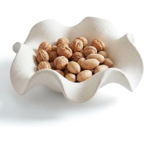 Ceramic Flower Decorative Bowl, Small Scalloped Trinket Dish for Keys, Jewelry and Candy, White Catchall Bowl for Entryway or Coffee Table Decor (7.8 * 2.9Inch) in Kuwait