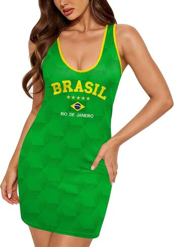 Maisolly Women's Soccer Sleeveless Scoop Neck Slim Fit Mini Tank Dress in Saudi Arabia