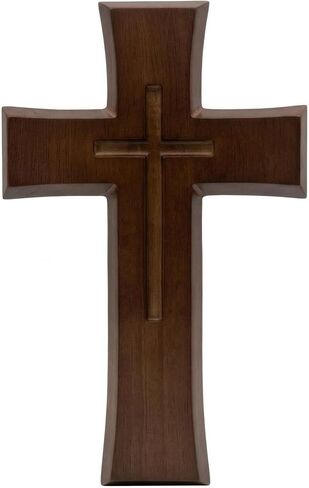 YOYAI Wooden Cross Wall Decor, Handcrafted Christian Cross 9.96", Solid Wood Religious Wall Hanging, Faith Home Decor for Prayer Room, Baptism Gift, Easter & Christmas in Saudi Arabia