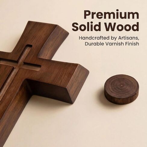 YOYAI Wooden Cross Wall Decor, Handcrafted Christian Cross 9.96", Solid Wood Religious Wall Hanging, Faith Home Decor for Prayer Room, Baptism Gift, Easter & Christmas in Saudi Arabia