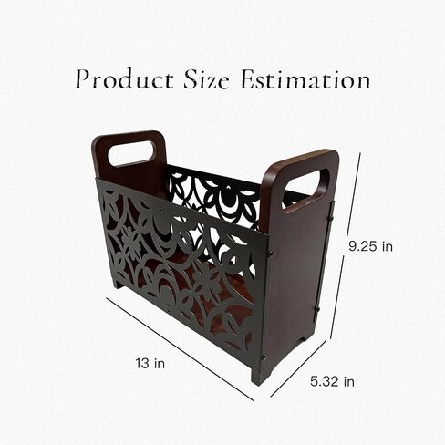 Magazine Holder Floor, Magazine Holder – Wooden & Metal Decorative Magazines Rack, Freestanding Newspaper & Book Storage Organizer for Living Room, Bedroom, and Office in Saudi Arabia