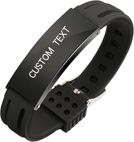 Medical Alert Bracelet for Stroke Survivor - Medical Grade Silicone with Engraved Stainless Steel ID Plate - Adjustable SOS Emergency Health ID Personalized Engraved Gift in Kuwait