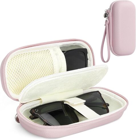 Double Glasses Case for Women Men, Dual Eyeglass Travel Organizer with Wristband in Saudi Arabia