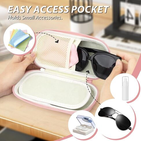 Double Glasses Case for Women Men, Dual Eyeglass Travel Organizer with Wristband in Saudi Arabia