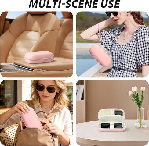 Double Glasses Case for Women Men, Dual Eyeglass Travel Organizer with Wristband in Saudi Arabia