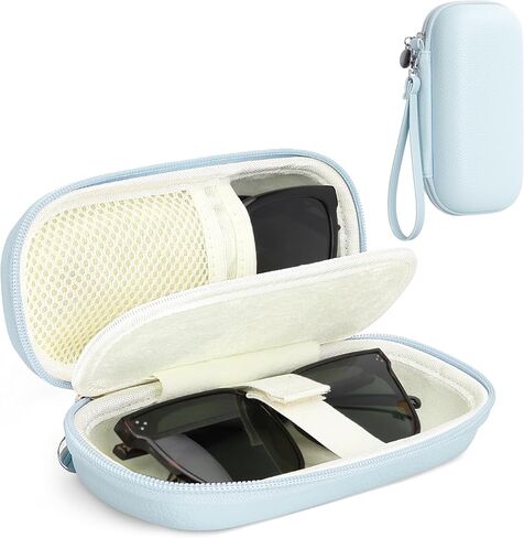 Double Glasses Case for Women Men, Dual Eyeglass Travel Organizer with Wristband in Saudi Arabia