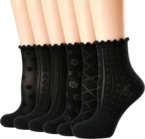 Mcool Mary Ruffle Socks for Girls Age 3-10 Toddler School Uniform Kids Cotton Cute Frilly Ankle Socks 6 Pairs in Kuwait