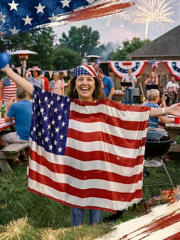 Cuffbow 3 Pack 250 Year American Flag Costume Cape, Retro 80's USA Sunglasses and Head Scarf for 250th Anniversary 4th of July USA Independence Day Patriotic Accessories in Kuwait