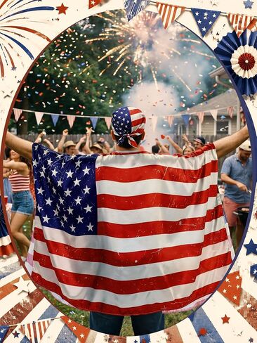 Cuffbow 3 Pack 250 Year American Flag Costume Cape, Retro 80's USA Sunglasses and Head Scarf for 250th Anniversary 4th of July USA Independence Day Patriotic Accessories in Kuwait