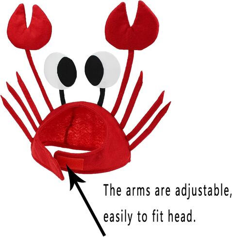 NA1 2 Pieces Crab Hat Costume Fancy Hat Dress Up Theme Party Hat Cap Roleplay Accessories in Saudi Arabia
