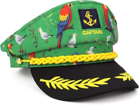 Needzo Tropical Sailor Captain Hat, Seagull and Parrot Details, Festive Boat Party Costume for Men and Women, Adjustable in Kuwait