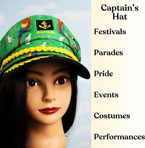 Needzo Tropical Sailor Captain Hat, Seagull and Parrot Details, Festive Boat Party Costume for Men and Women, Adjustable in Kuwait