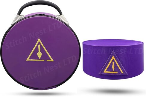 Masonic Royal & Select Masters Crown Cap & Case Set – Purple Velvet Council Cap – Protective Faux Leather Carrying Case Included (Adjustable to Fit for All Head Sizes) in Kuwait