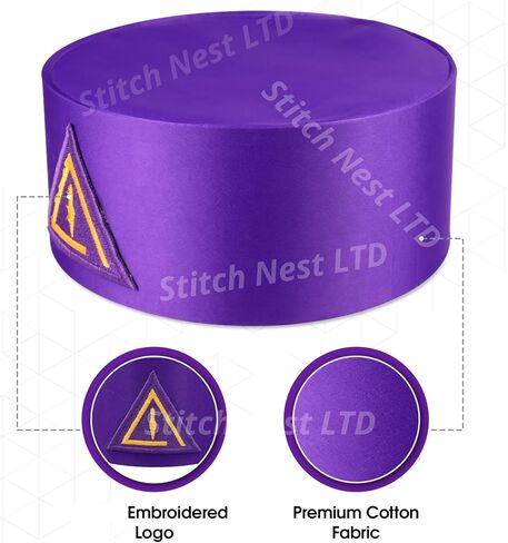 Masonic Royal & Select Masters Crown Cap & Case Set – Purple Velvet Council Cap – Protective Faux Leather Carrying Case Included (Adjustable to Fit for All Head Sizes) in Kuwait