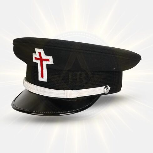 Masonic Knight Templar Hand Embroidered Cap with Carry Case – Premium Officer Headwear with Red Cross Emblem – Sizes S to XXL in Saudi Arabia