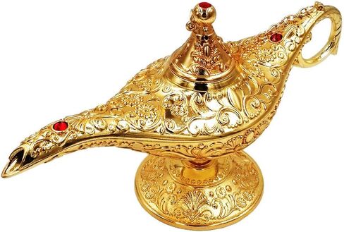 Vintage Aladdin Magic Genie Lamp,Metal Wishing Light for Home Wedding Party Table Decoration Delicate Gift,Large Gold in Saudi Arabia