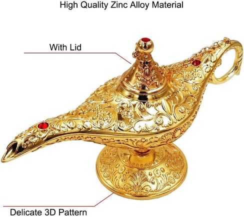 Vintage Aladdin Magic Genie Lamp,Metal Wishing Light for Home Wedding Party Table Decoration Delicate Gift,Large Gold in Saudi Arabia