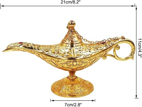 Vintage Aladdin Magic Genie Lamp,Metal Wishing Light for Home Wedding Party Table Decoration Delicate Gift,Large Gold in Saudi Arabia