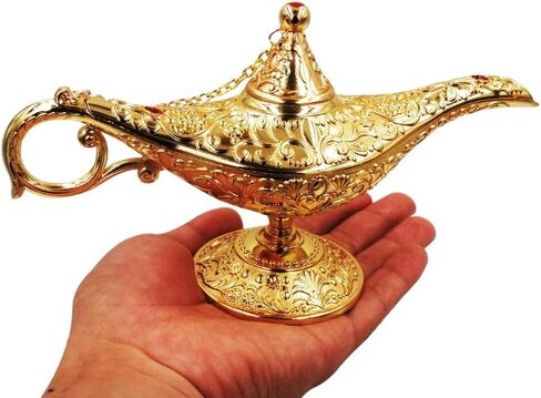 Vintage Aladdin Magic Genie Lamp,Metal Wishing Light for Home Wedding Party Table Decoration Delicate Gift,Large Gold in Saudi Arabia