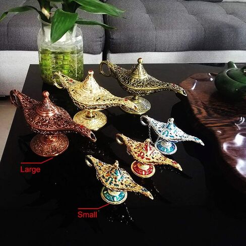 Vintage Aladdin Magic Genie Lamp,Metal Wishing Light for Home Wedding Party Table Decoration Delicate Gift,Large Gold in Saudi Arabia