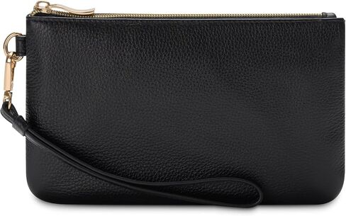 Genuine Leather Wristlet Purse for Women, Slim Clutch Wallet with Detachable Wrist Strap, Mini Handbag in Saudi Arabia