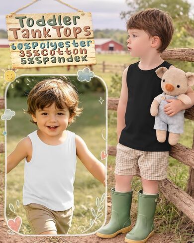 Yooo's Vivi 4 Pack Toddler Boys Tank Tops Sleeveless Crew Neck Shirts Baby Summer T-Shirts Kids Basic Undershirts 18M-5T in Saudi Arabia
