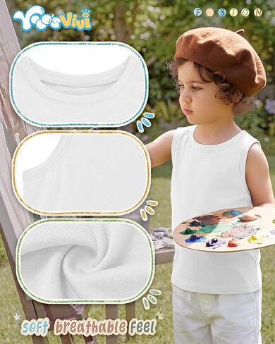 Yooo's Vivi 4 Pack Toddler Boys Tank Tops Sleeveless Crew Neck Shirts Baby Summer T-Shirts Kids Basic Undershirts 18M-5T in Saudi Arabia