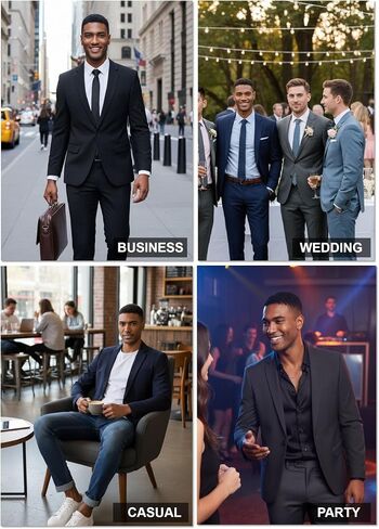 Mens Blazer Regular Fit Suit Jacket, One Button Business Casual Sport Coats for Men Black in Kuwait