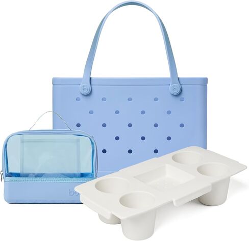 BOGG BAG Boggs N’ Ends Travel Organizer + Original, Large Tote (Carolina on My Mind) + Top o' the Bogg to Ya (For Shore White) – Durable, Washable, Tip-proof – Beach, Pool, Boat, Work, Sports in Kuwait