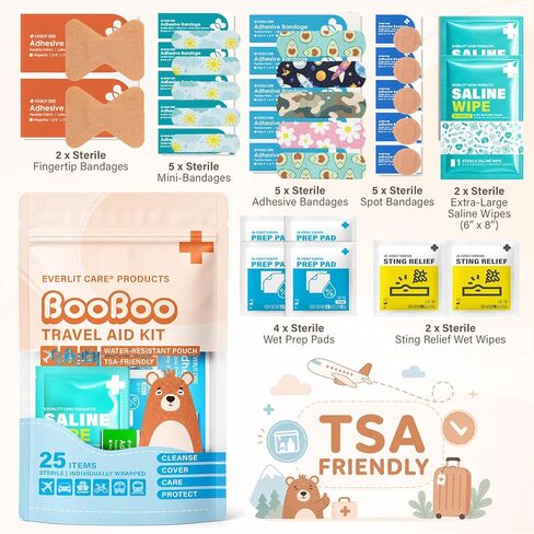 EVERLIT CARE Bulk Mini First Aid Kit 10 Pack | Individual Travel Pouches with 25 Sterile Wound Care Essentials | for School, Classroom, Day-Care, Backpack, Sports, Car, Diaper Bag, Party Favors in Kuwait